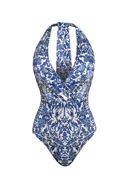 ONE-PIECE SWIMSUIT WITH DEEP NECKLINE - ASIA SKY