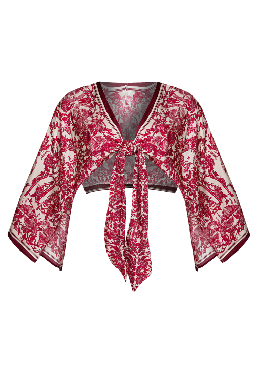 VISCOSE CROP KIMONO - ASIA BORDEAUX - look 1