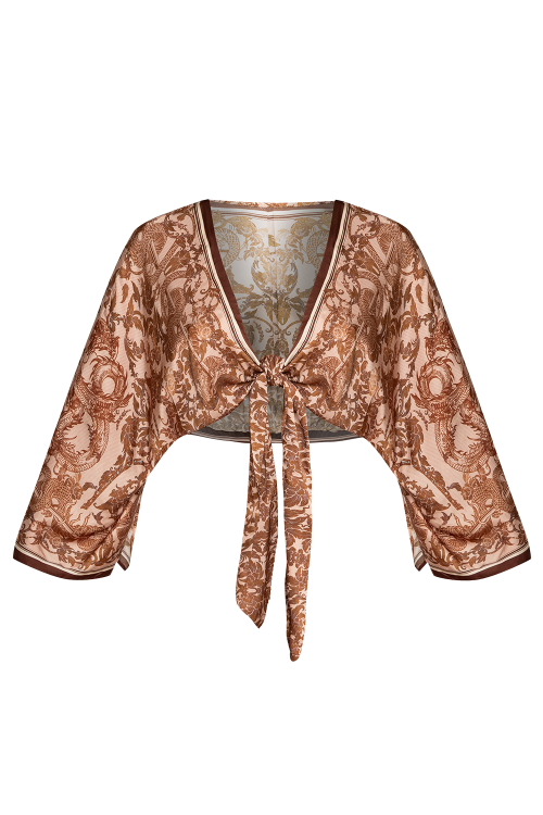 КРОП КИМОНО ОТ ВИСКОЗА - ASIA BEIGE - изглед 1