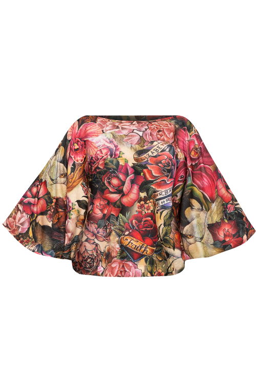 LOOSE TUNIC WITH BATWING SLEEVES - TATTOO STAR COLLECTION - look 1