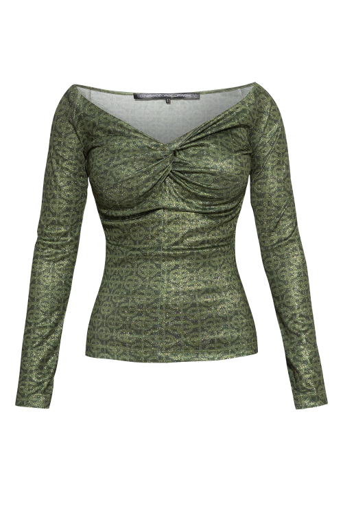 TOP WITH TWIST DETAIL AND LONG SLEEVES - EMERALD GREEN LOGO