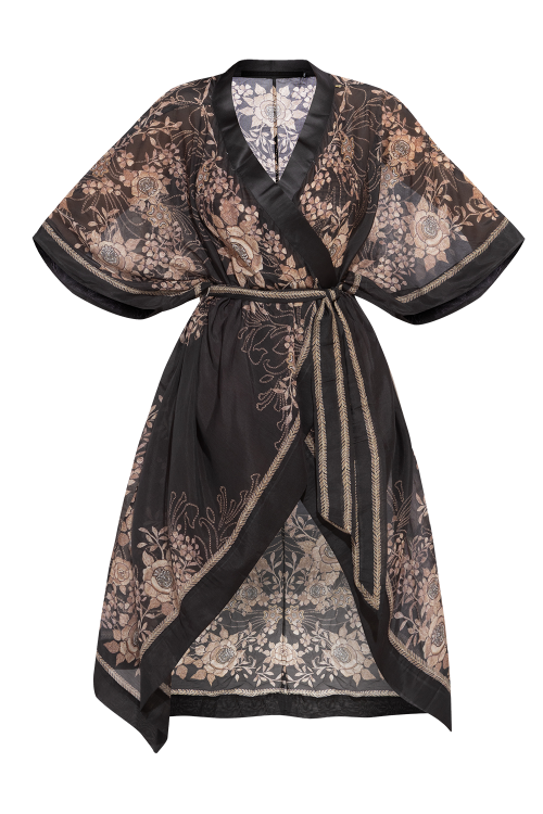 COTTON SILK KIMONO - GOLDEN ROSES