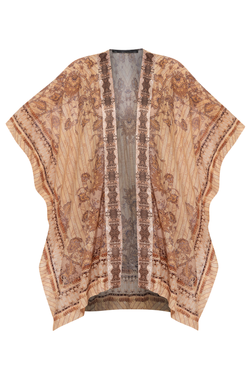 SILK KIMONO DRESS - LEO BEIGE - look 1