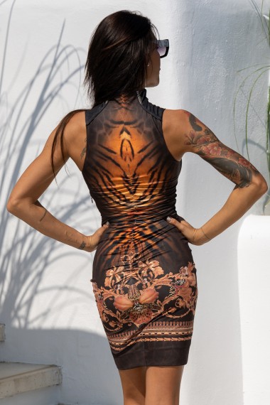 FITTED DRESS WITH RULES - FIRE TIGER