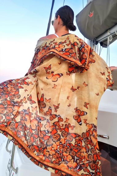 KIMONO DRESS WITH HOOD - MONARCH BUTTERFLY