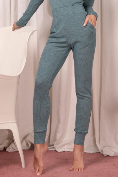 FINE KNITTING PANTS IN TEAL