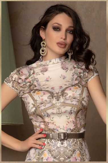 BASIC TOP -BAROQUE WITH FLORAL MOTIVES