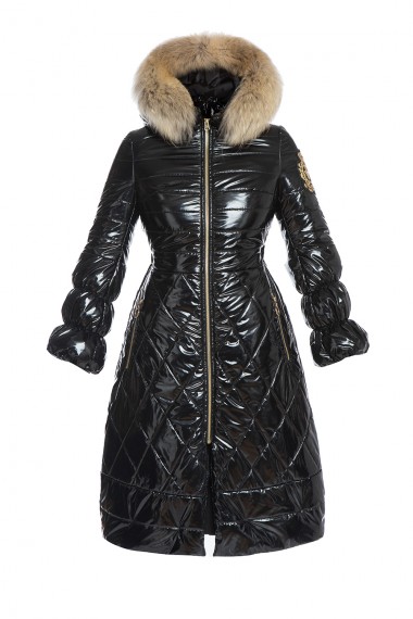 LUXE FUR-TRIMMED HOODED QUILTED SHELL COAT