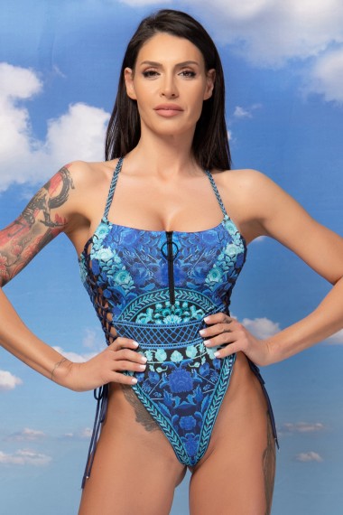 SWIMSUIT WITH PADS - BLUE ICE