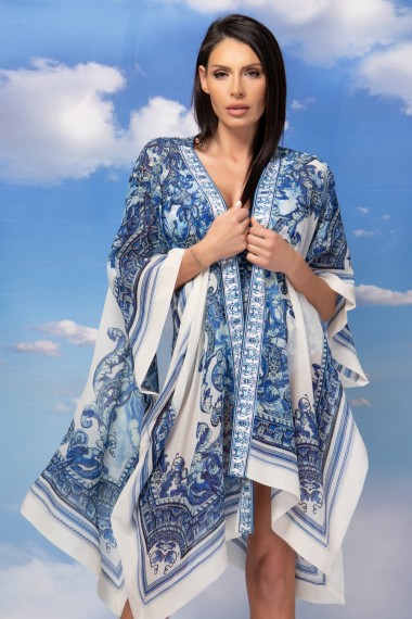 KIMONO DRESS - BLUE MAJOLICA