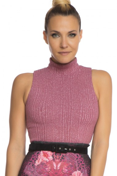 SLEEVELESS TURTLE NECK IN LILAC KNITTING – ESSENTIALS
