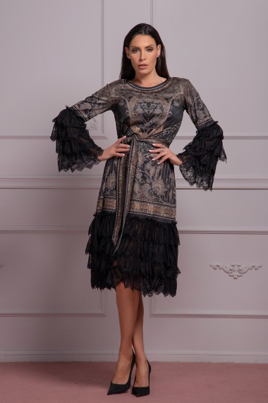 DRESS WITH LACE - LEO WINTER BLACK