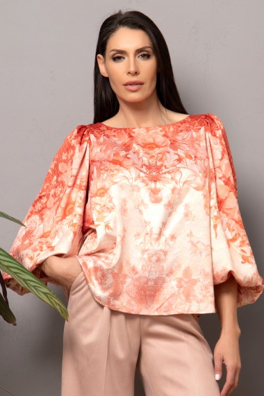 BLOUSE WITH EFFECTIVE BACK - PAISLEY SKIN TILE