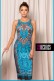 FITTED DRESS – TURQUOISE FEATHERS