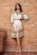 LONG SLEEVE DRESS IN BAIGE - BAROQUE AND FLORAL MOTIVES